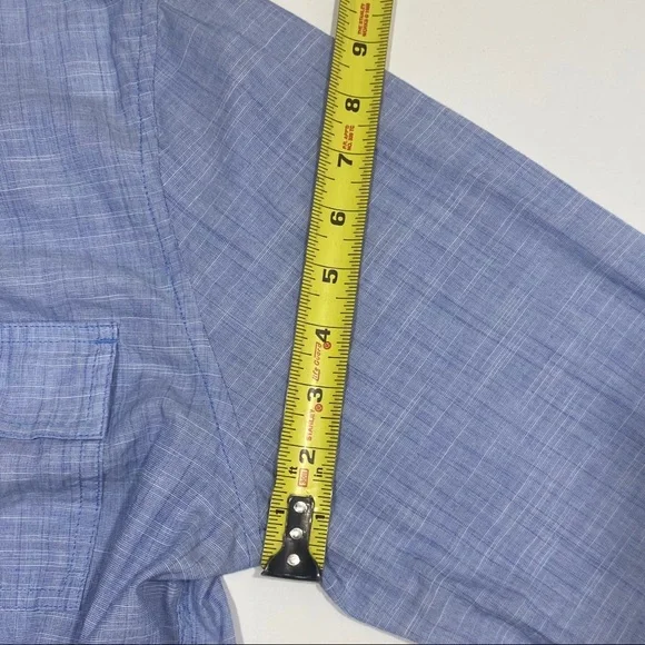 2/30 Guess Mens Lightweight Half Button Down Pullover Collared Shirt Denim Look - Picture 13 of 13